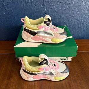 Puma RS-X Bouquet AC Kids 7c Sneakers #388204 White/Black/Prism Pink